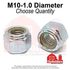 M10-1.0 Class 10 Nylon Insert Hex Nuts Zinc Clear Extra Fine Thread (Pick Qty) picture