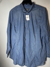 J.Jill Chambray Button Down Long Sleeve Top 100% Cotton Lightweight Size XL NWT picture