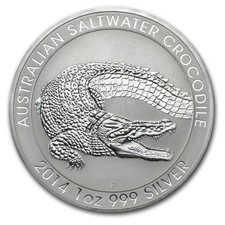 2014 Australia 1 oz Silver Saltwater Crocodile BU picture