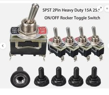 5 Pack Heavy Duty Toggle Switch with Waterproof Covers - 15A 250V Capacity picture