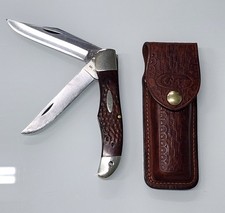 Vintage 1978 Case XX USA 6265 SAB SS 2 Dot Folding Hunter Knife Wood w/ Sheath picture