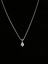 1/3 CT Natural Diamond 14K Gold Teardrop Pendant Rolo Chain Lobster Clasp 2.3 Gm picture