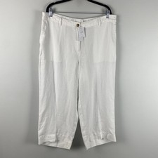 J. Jill Love Linen Wide Leg Cropped Pants Size XL White Elastic Waist picture