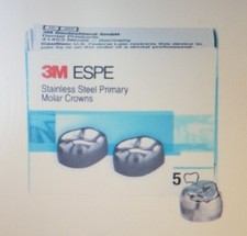 3M Stainless Steel Primary Pediatric Pedo Molar Crowns Baby Teeth Box of 5 picture