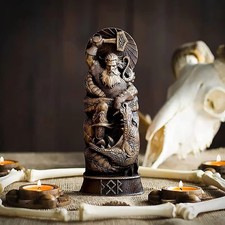 Norse God Statue Thor Viking Mythology Resin Idol Pagan Altar Decor 8.6” picture