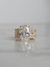 Luxury 7.50 Ct Oval Cut Moissanite Engagement Ring 14K Yellow Gold Plated picture