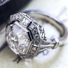 Elegant 925 Sterling Silver White Topaz Charms Wedding Engagement Ring Size 8 picture