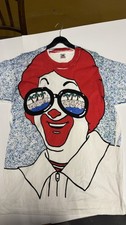 Rare Vintage 90s McDonald's Ronald Big Face T-Shirt Sunglasses All Over Print picture