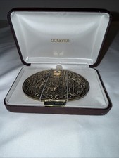 Vintage O.C.Tanner brass belt buckle with 10K gold emblem Sapphire Citgo Company picture