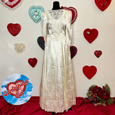 NWT JESSICA MCCLINTOCK IVORY JACQUARD LACE ROMANTIC VINTAGE STYLE WEDDING GOWN picture