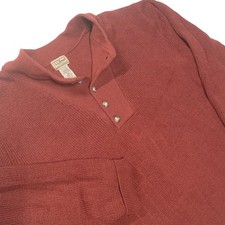 L.L. Bean Mens L Henley Sweater Rust Terracotta Heavy Cotton Knit Vintage⁠ 80's picture