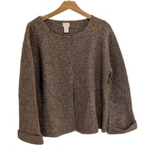 Vintage J. Jill Brown Wool Silk Blend Women's Cardigan (L) Fall Quiet Luxury picture