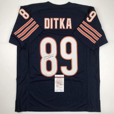Autographed/Signed MIKE DITKA Chicago Blue Football Jersey JSA COA Auto picture