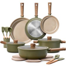 CAROTE 21pcs Ceramic Cookware Set Pots and Pans Green picture