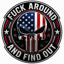 Fk Around and Find Out USA Flag Skull Vinyl Sticker Decal Patriotic FAFO Gift picture