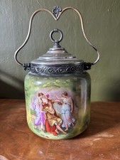 Vintage Victoria Carlsbad Austria Biscuit Jar/Tobacco Humador With Lid 10 In picture