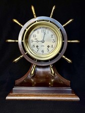 Antique CHELSEA Boston Yacht Wheel Ships Bell Clock W Key Working Condition picture