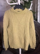 VTG 70s CAMPUS Men’s Wool Chunky Cable Knit Kodel Sweater Mustard Yellow M picture