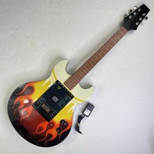 VTG Crosley CD/AM/FM Radio Full Size Replica Guitar Fire Flames PARTIALLY WORKS picture