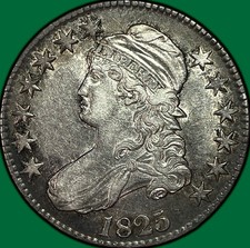 1825 Capped Bust Half Dollar Choice Almost Uncirculated AU+ Coin #46435 picture