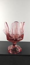 Vintage Viking Epic Pink 6 Finger Handkerchief Swung Vase Pedestal 8 in picture