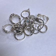 Fashion Mixed Lot 21 Silver Tone Metal Rings, Mixed Metals picture