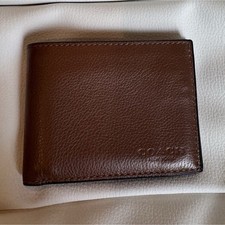 Coach Men's Brown Bifold Wallet w/ ID Window, Logo Accents, Credit Card picture