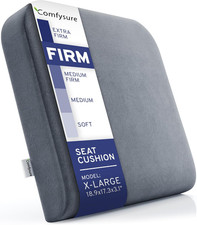 Comfysure Seat Cushion Extra Large - Firm Memory Foam Chair Pad for Recliner, Wh picture