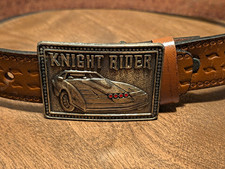 Vintage 1982 Knight Rider KITT Belt Buckle Leather Belt Universal Lee NYC picture