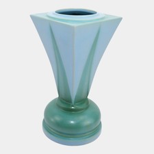 Roseville Futura Blue Green 1928 Vintage Deco Pottery Shooting Star Vase 392-10 picture