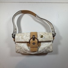 RARE Vintage Coach Bumble Bee Soho Flap Shoulder Bag 1555 White Optic Y2K picture