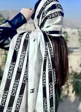 Women’s Black & White Rectangle Print Scarf 35” x  46” picture