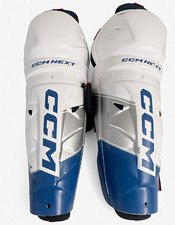 CCM Next Ice Hockey Shin Guard Pads 13 in Blue/White/Red Pair (2) picture