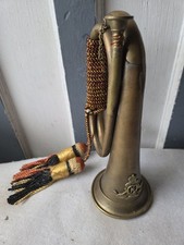 Vintage British Royal Artillery Bugle Ubique Quo Fas Brass & Tassels, Aprox. 10