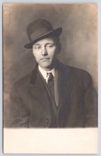 Postcard RPPC Dapper Gentleman with Tilted Hat Studio Portrait circa 1910 picture