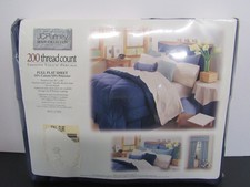 Vintage JCPenney Full Flat Sheet Navy 200TC Percale 81x96 Made USA NOS picture