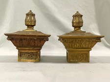 Antique HEAVY BRASS FINIALS - TELLER BANK CAGE picture