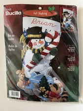 Vintage Plaid Bucilla IN THE SPIRIT Felt Stocking Kit Bunny Snowman 18