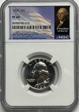 1964 NGC PF69 90% Silver Proof George Washington Quarter Portrait Signature Lb picture