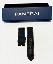 Genuine OEM Panerai Black Textile Watch Strap Blue Stitching 24/22mm picture