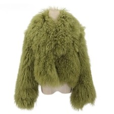 Womens 100% Real Mongolian Sheep Fur Coat Lapel Real Fur Jacket Warm Outwear Hot picture