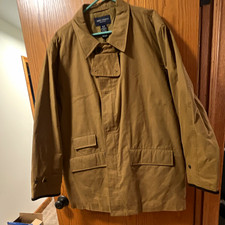 Daniel Cremieux Men’s Brown Solid Button Front Lined Field Jacket Mid-Length XL picture
