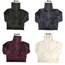 Halston Women's Soft Velour Quarter-Zip Funnel Neck Pullover picture