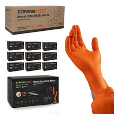 TREEGO Orange Nitrile Gloves 10 Mil Heavy Duty Disposable Latex Free Gloves –... picture