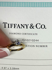 Tiffany & Co. 18K Yellow Gold Solitaire Diamond Engagement Ring 0.47ct Sz 7.5 picture