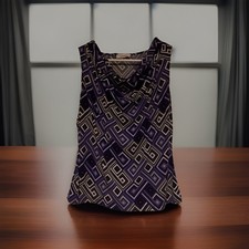 Calvin Klein Women’s Top Cowl Neck Geometric Multi-color Purple picture