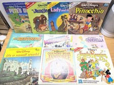 Vintage Walt Disney Storyteller Read Along Book & Record Lot 10 Tested Complete picture