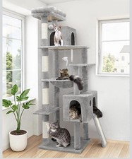 Globlazer Heavy Duty Cat Tree, 70 inch Sturdy Cat Tree Indoor Condo LIGHT GRAY picture