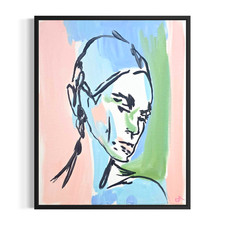 Original Woman Portrait Painting 11x14 Abstract Canvas Signed Bathroom Art picture