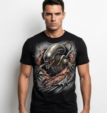 Alien , horror T-shirt, Vintage Style, unisex, Black. L picture